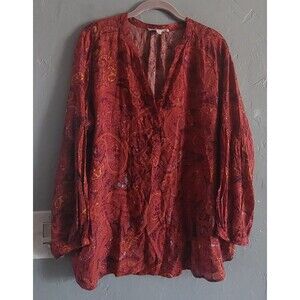 GRAND & GREENE Tops Blouse Women V Neck, Women's L, 100% Rayón,20.5 Inch Of Armp